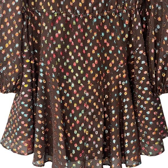 Milly Reina Confetti Metallic A Line Dot Dress Size 6 - Picture 7 of 9